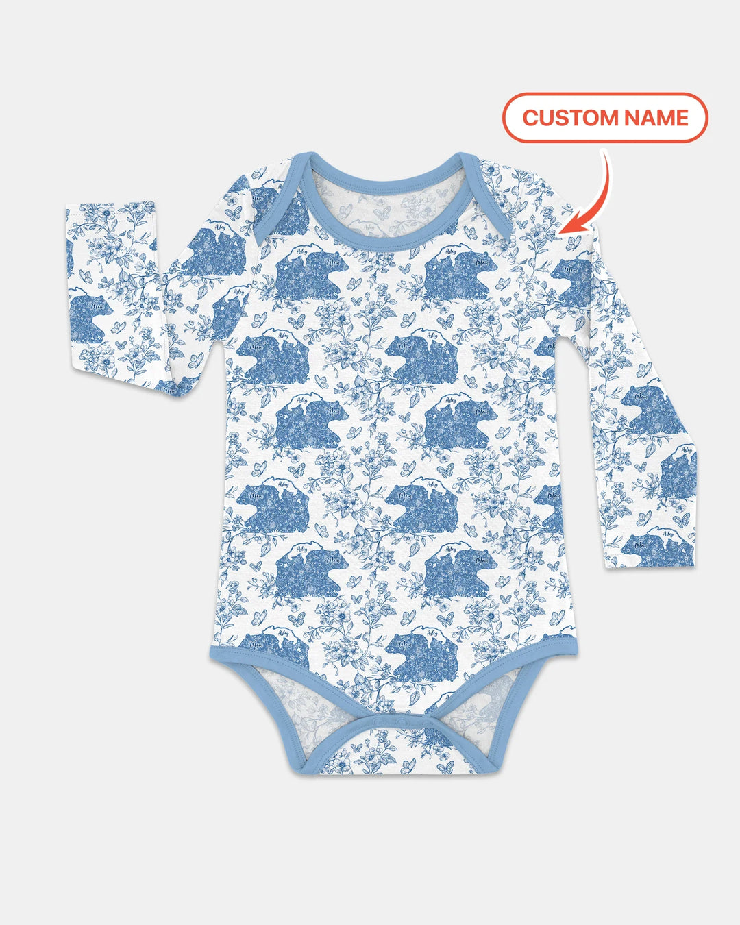 Custom Name Mama Bear Toile Bamboo Bodysuit