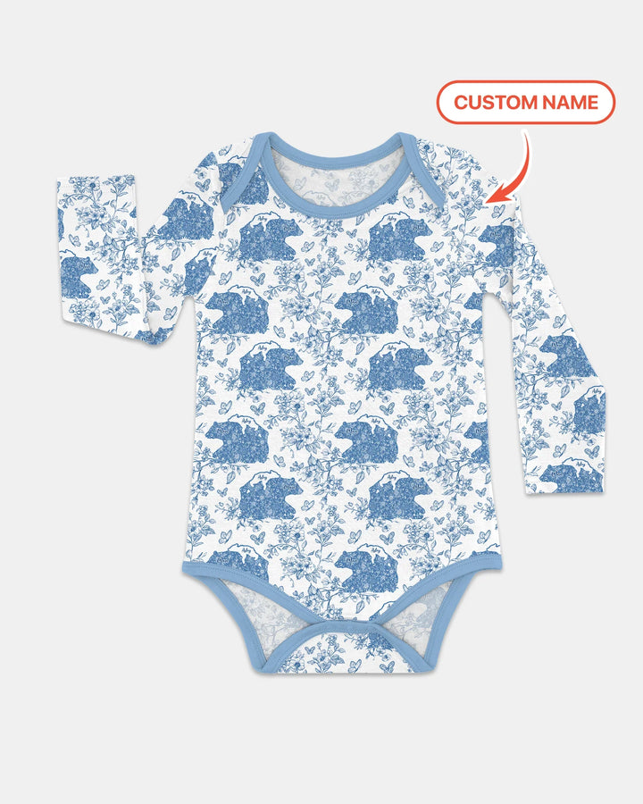 Custom Name Mama Bear Toile Bamboo Bodysuit