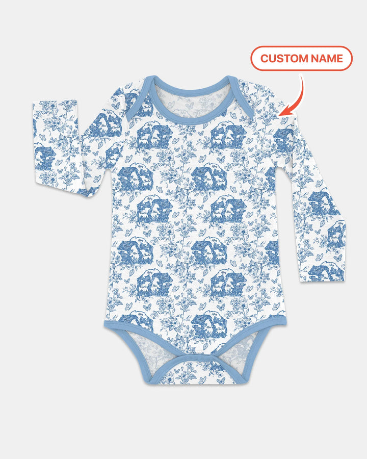Custom Name Mama Bear Toile Bamboo Bodysuit
