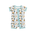 Boho Construction Vehicle Shorty Zippered Romper , Boho Construction Vehicle Shorty Zippered Romper - 0-3M