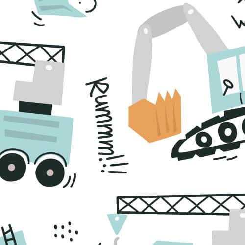 Boho Construction Vehicle Shorty Zippered Romper - Zumbamboo