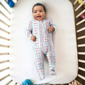 Bow and Flag Convertible Zippered Romper , Bow and Flag Convertible Zippered Romper - Newborn