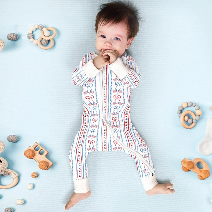 Bow and Flag Convertible Zippered Romper - Zumbamboo