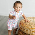 Bow and Flag Shorty Zippered Romper , Bow and Flag Shorty Zippered Romper - Newborn