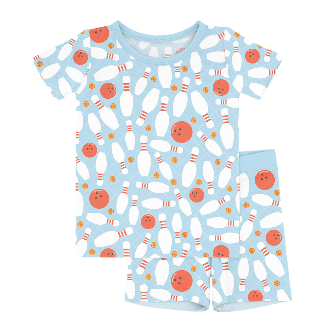Bowling Two Piece Short Sleeve Shorts Pajama Set