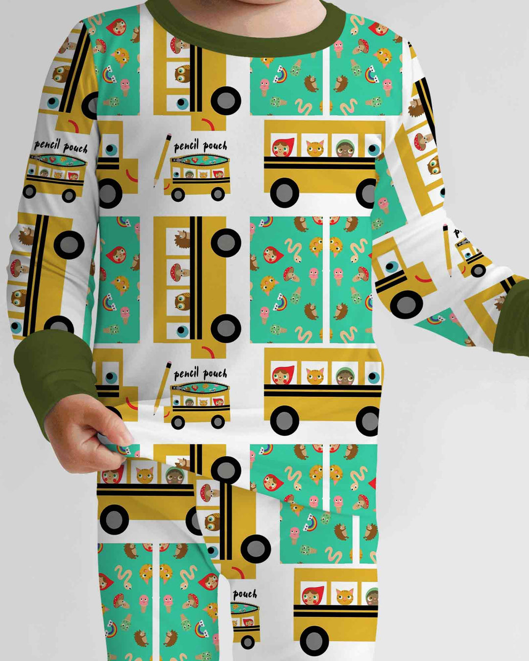 School Bus Adventures Bamboo Two Piece Long Sleeve Pajama Set