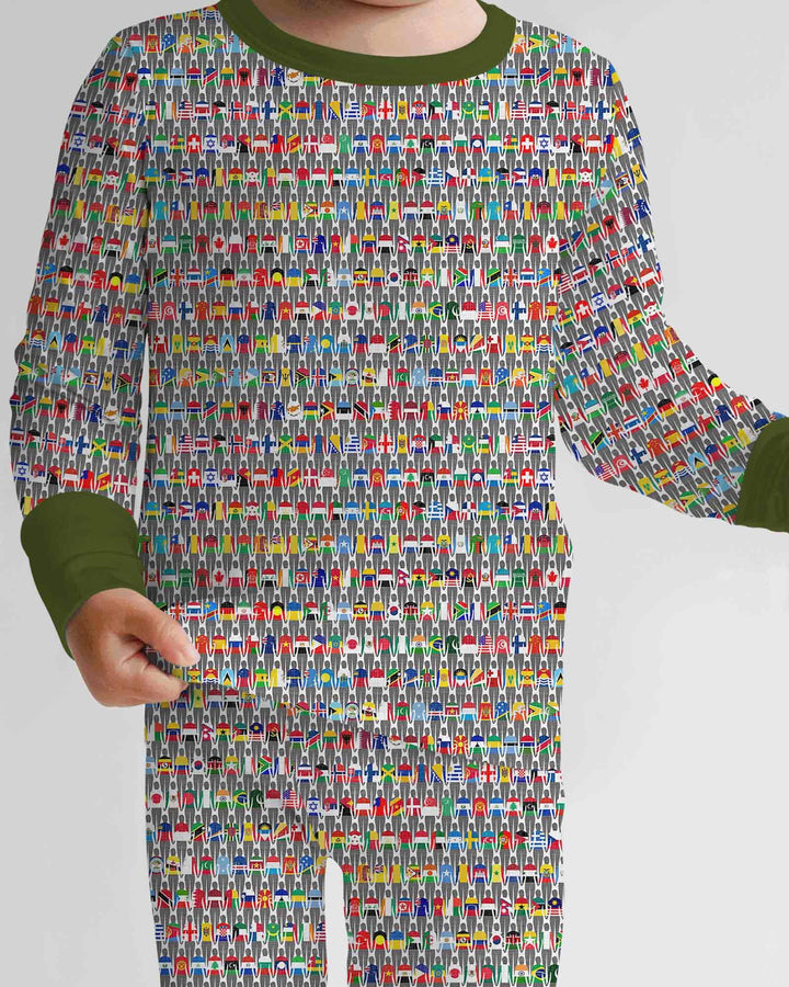 Conjunto de pijama de dos piezas de bambú con mangas largas, plantilla PERSONALIZADA