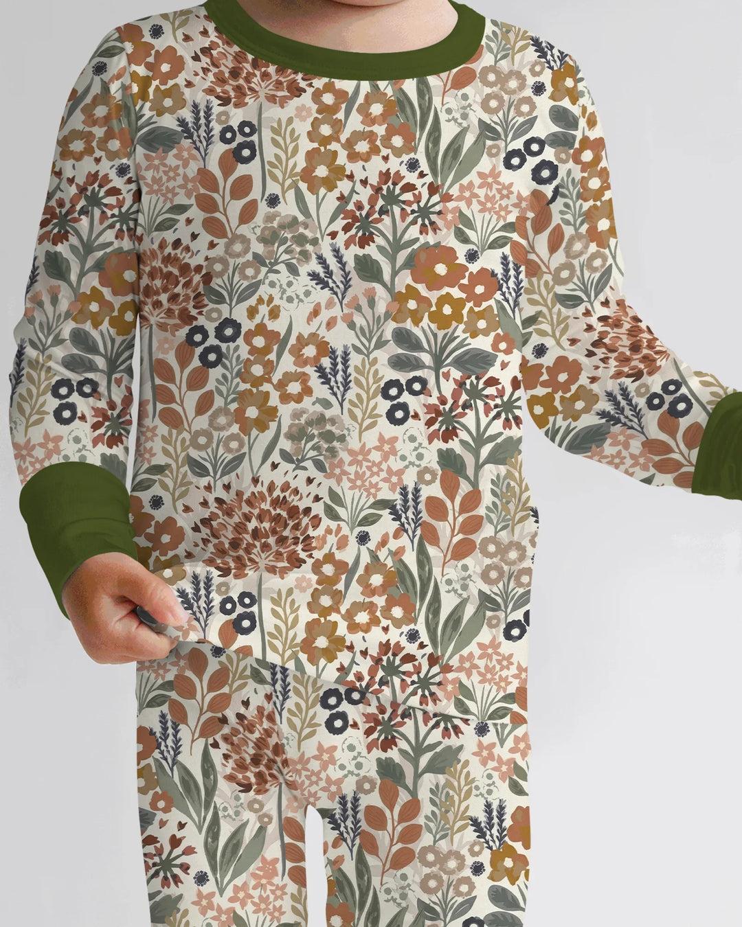 Conjunto de pijama de dos piezas de manga larga de bambú Autumn Meadow Botanicals