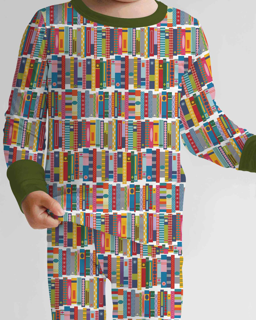 Rainbow Bookshelf Bamboo Two Piece Long Sleeve Pajama Set