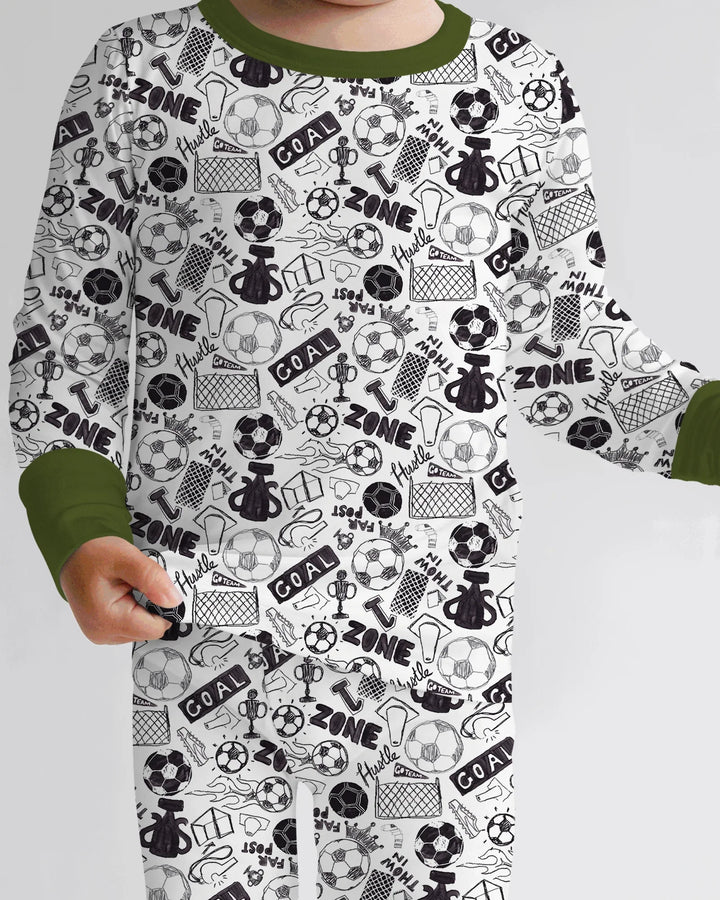 Soccer Doodle Bamboo Two Piece Long Sleeve Pajama Set