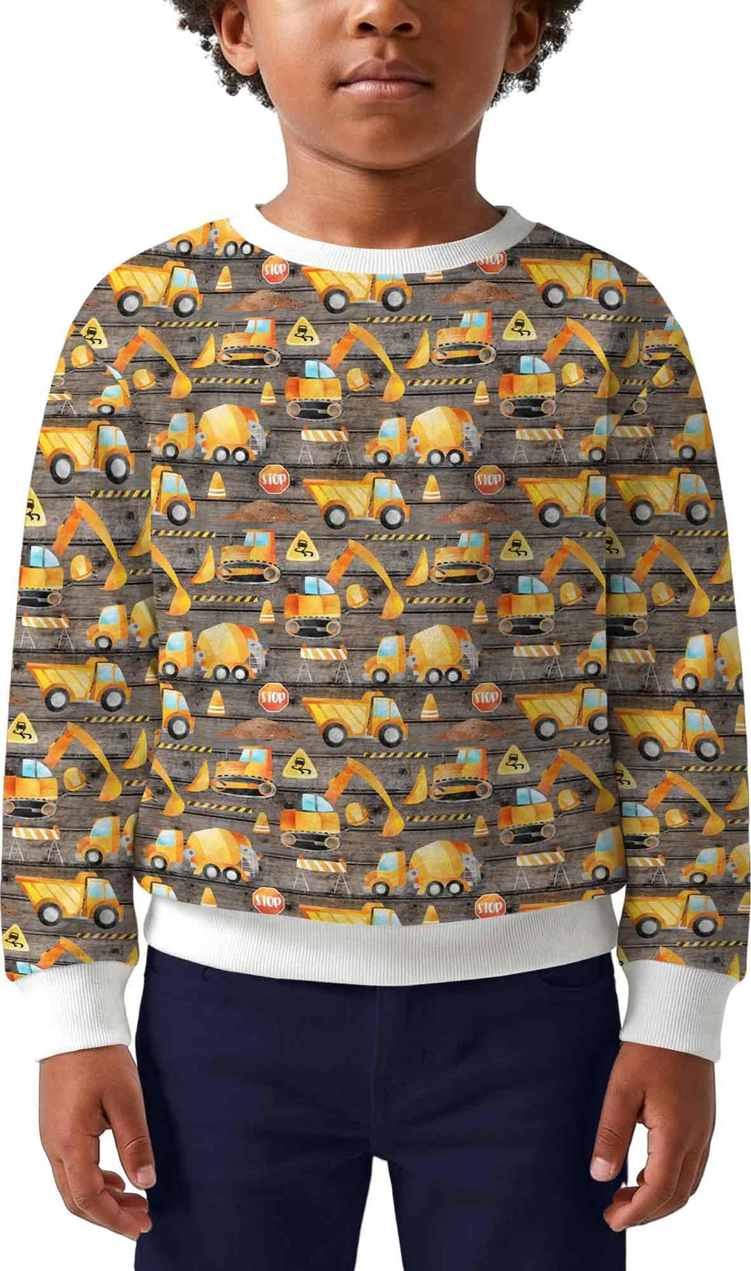 Construction Vehicles Bamboo Crewneck Sweatshirt