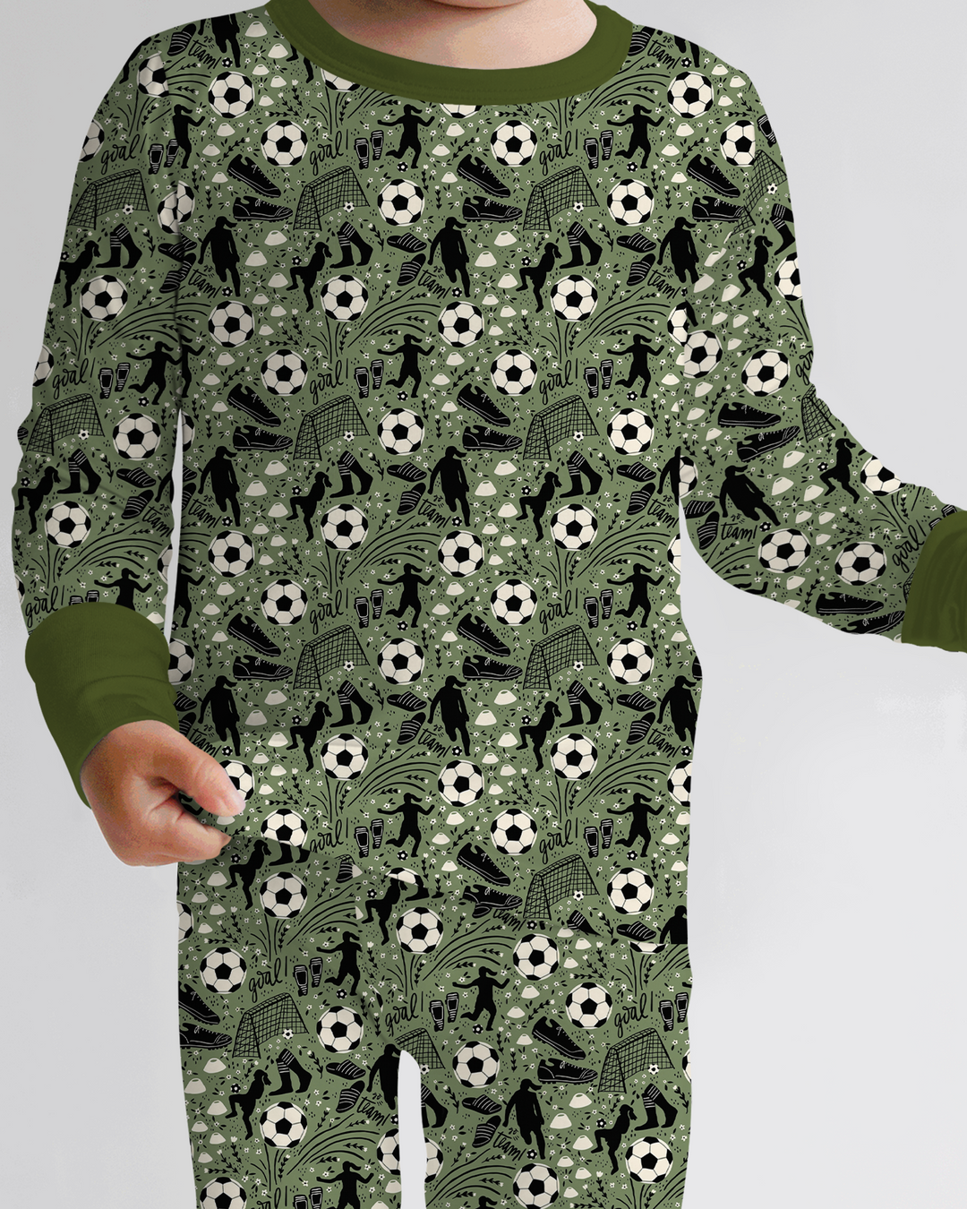 Sage Green Soccer Dreams Bamboo Two Piece Long Sleeve Pajama Set