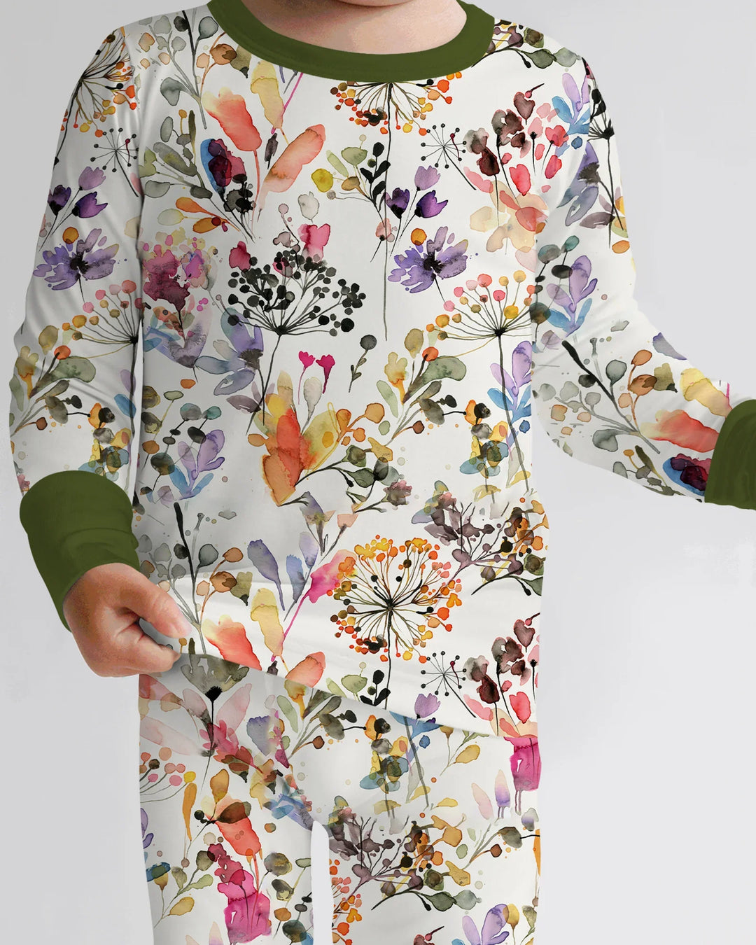 Conjunto de pijama de dos piezas de manga larga de bambú Autumn Meadow Botanicals