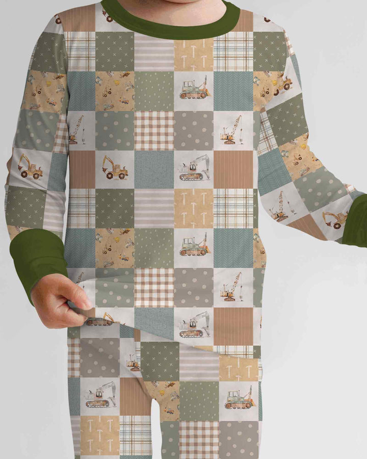Construction Trucks Bamboo Two Piece Long Sleeve Pajama Set