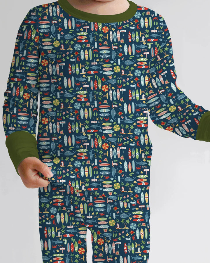 Endless Summer Surf Bamboo Two Piece Long Sleeve Pajama Set