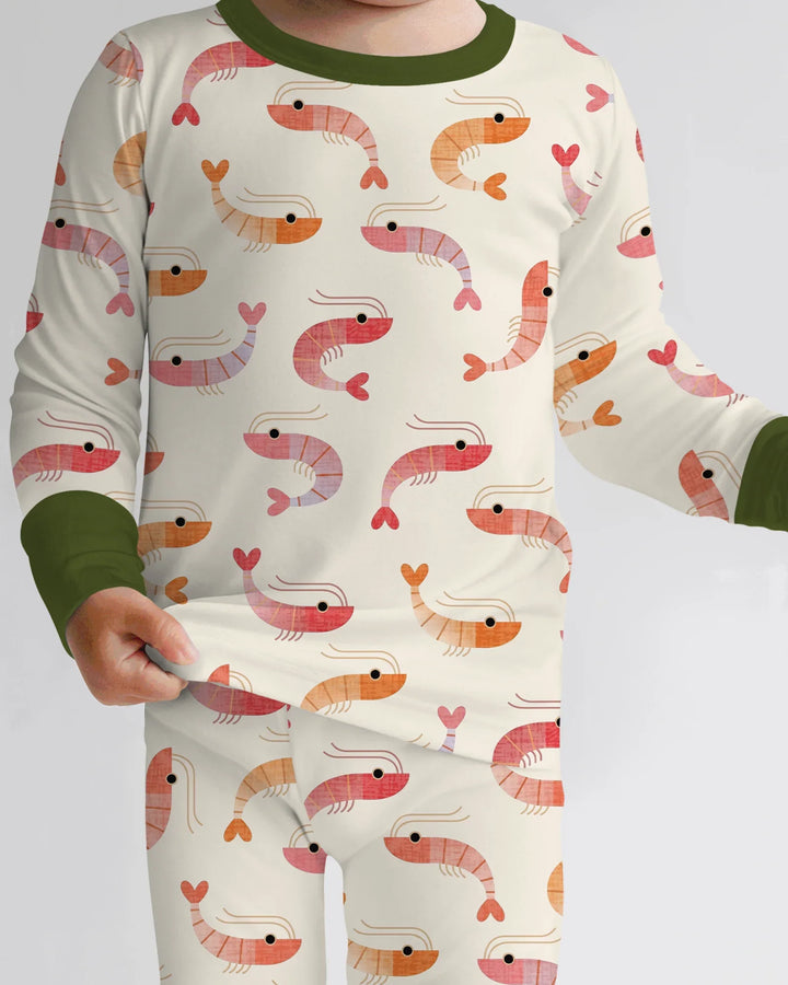 Sweet Shrimp Parade  Bamboo Two Piece Long Sleeve Pajama Set