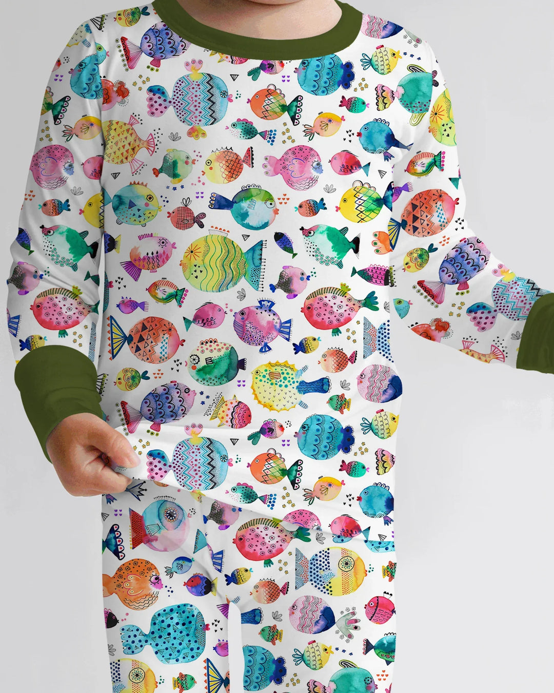 Rainbow Reef Fish Bamboo Two Piece Long Sleeve Pajama Set