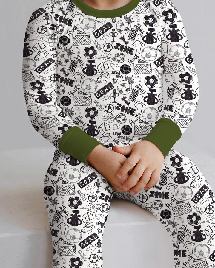 Soccer Doodle Bamboo Two Piece Long Sleeve Pajama Set
