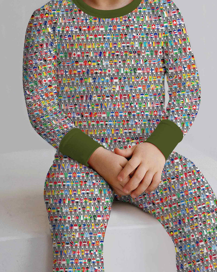 Conjunto de pijama de dos piezas de bambú con mangas largas, plantilla PERSONALIZADA