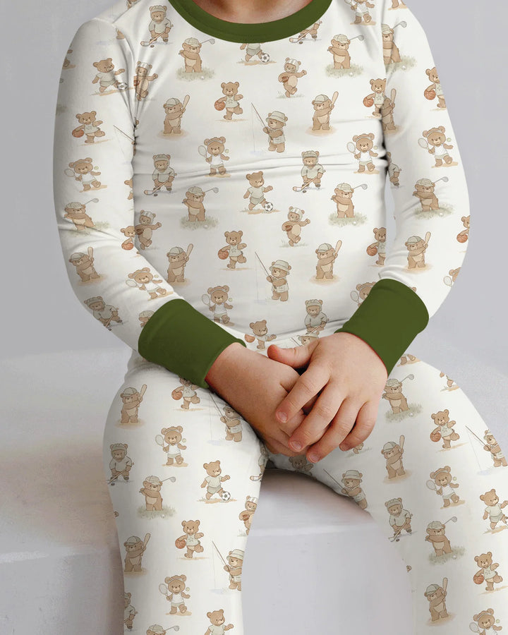 Teddy Team Spirit Bamboo Two Piece Long Sleeve Pajama Set