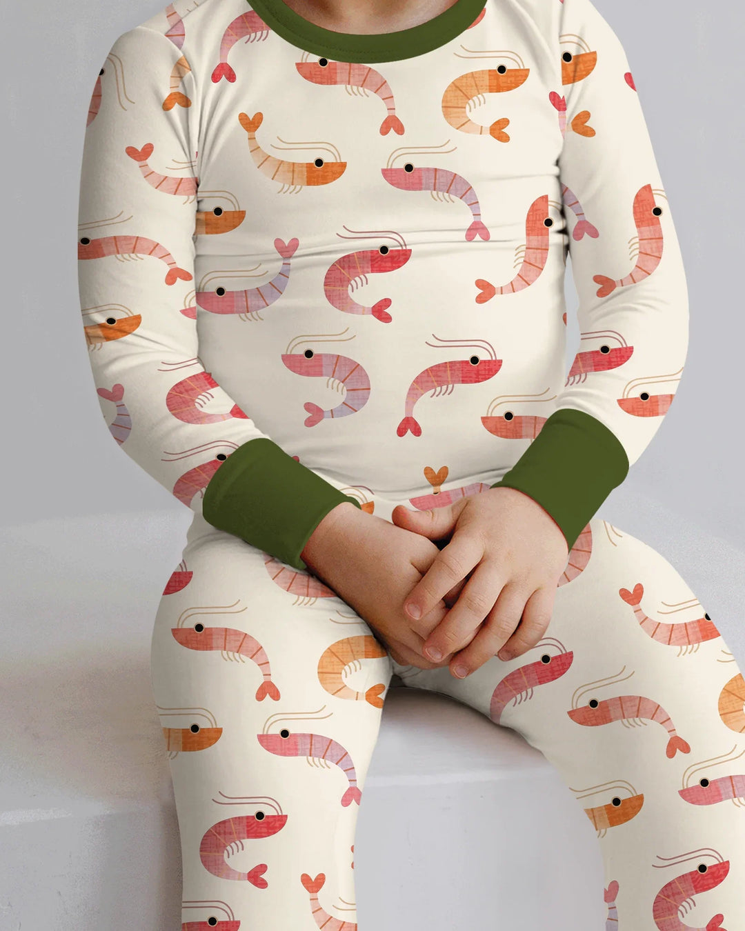 Sweet Shrimp Parade  Bamboo Two Piece Long Sleeve Pajama Set