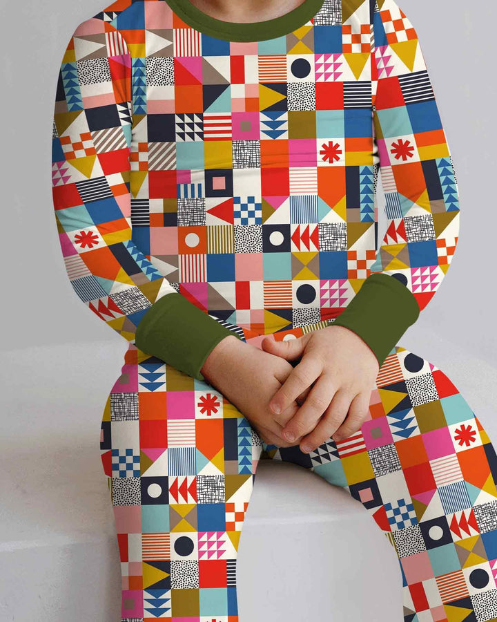 Playful Shapes Bamboo Two Piece Long Sleeve Pajama Set