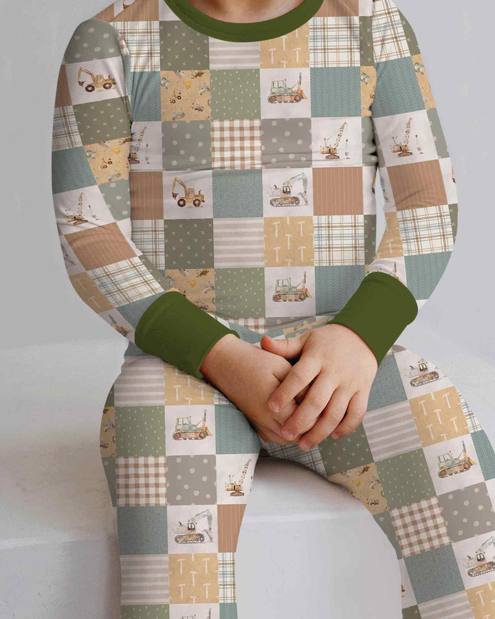 Construction Trucks Bamboo Two Piece Long Sleeve Pajama Set