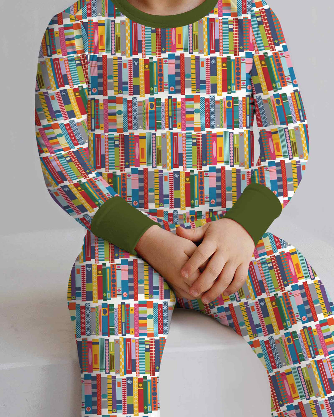 Rainbow Bookshelf Bamboo Two Piece Long Sleeve Pajama Set