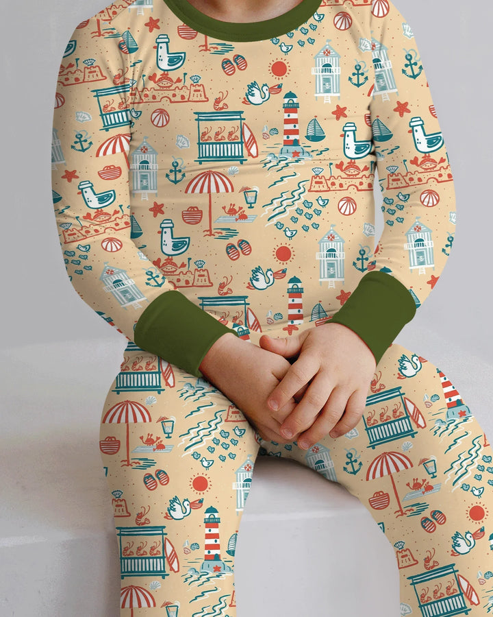 Seaside Storybook Days Bamboo Two Piece Long Sleeve Pajama Set