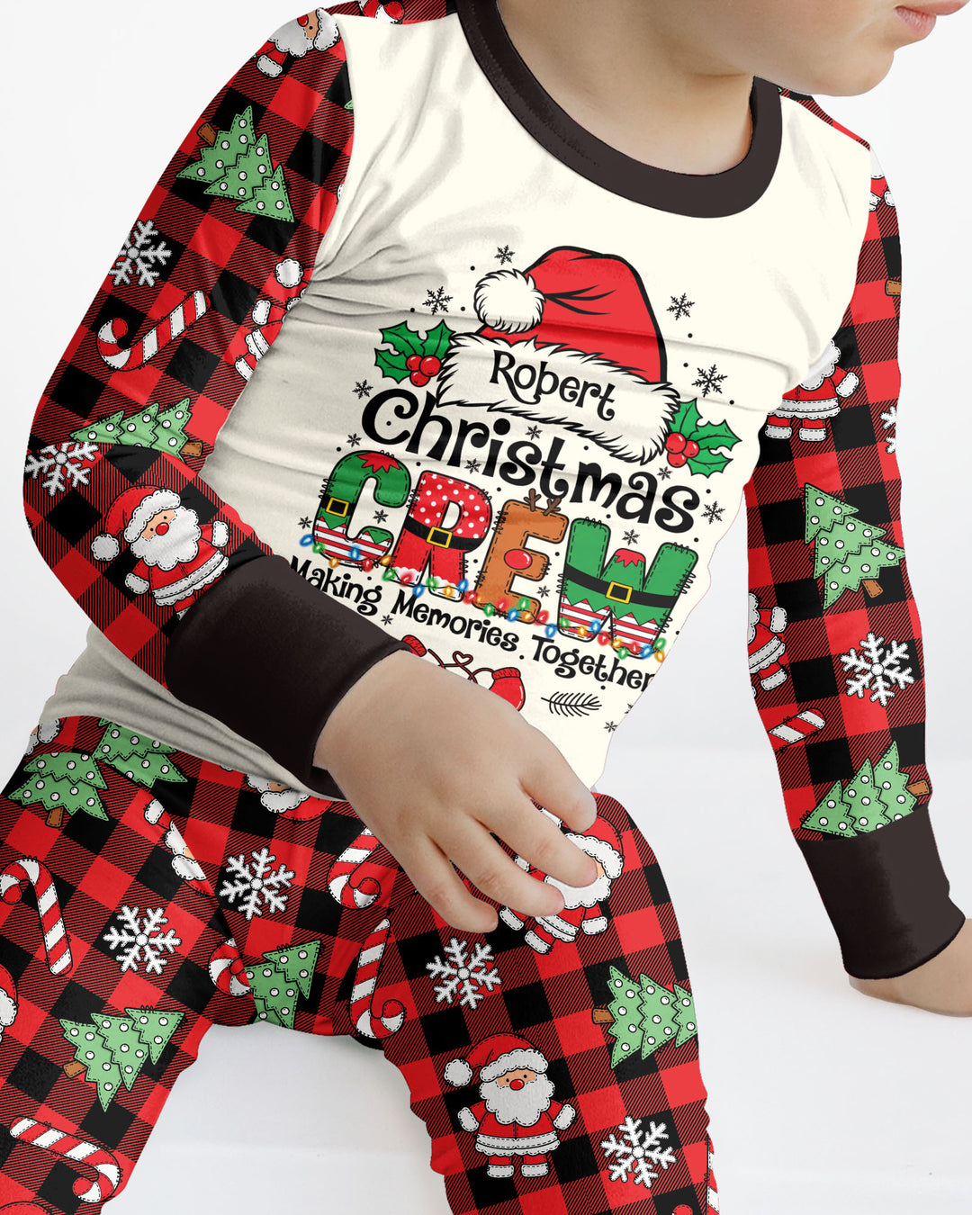 Custom Name Family Matching Christmas Crew Making Memories Together Bamboo Two Piece Long Sleeve Pajama Set