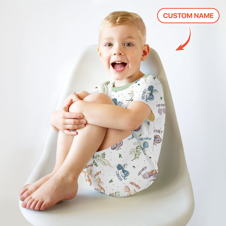 Sweet Baby Dragons Custom Name Two Piece Short Sleeve Shorts Pajama Set