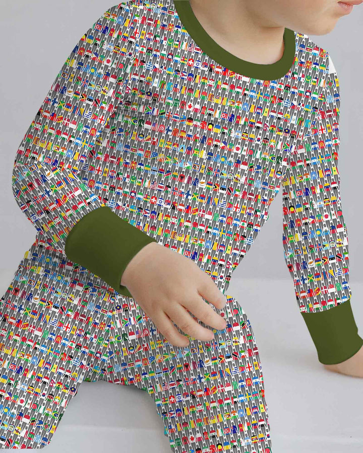 Conjunto de pijama de dos piezas de bambú con mangas largas, plantilla PERSONALIZADA