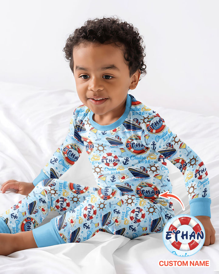 Custom Name Cruise Crew 2026 Bamboo Two Piece Long Sleeve Pajama Set