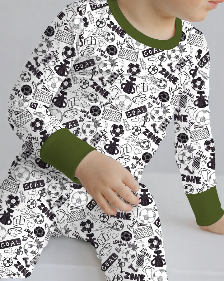 Soccer Doodle Bamboo Two Piece Long Sleeve Pajama Set