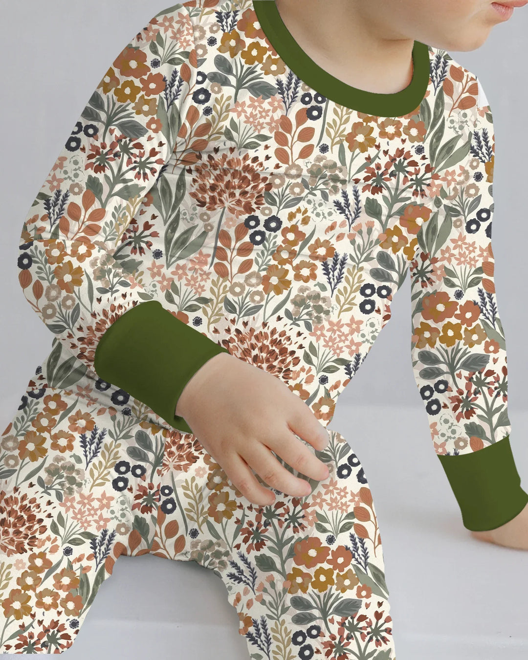 Conjunto de pijama de dos piezas de manga larga de bambú Autumn Meadow Botanicals