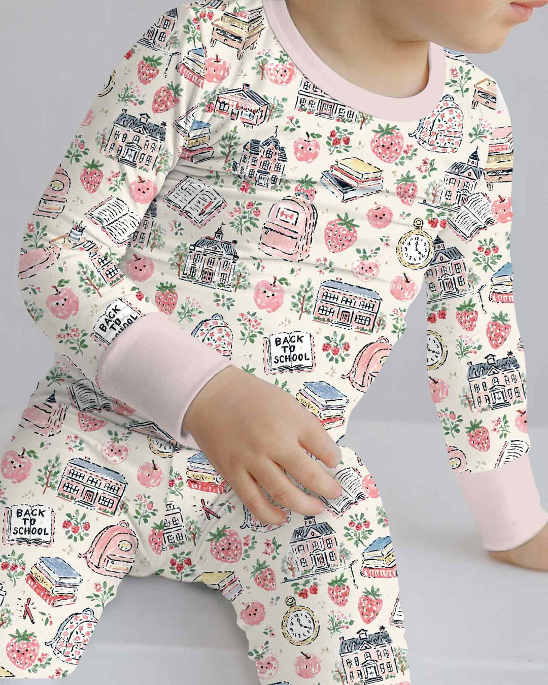 Coquette Strawberry School Days Bamboo Two Piece Long Sleeve Pajama Set