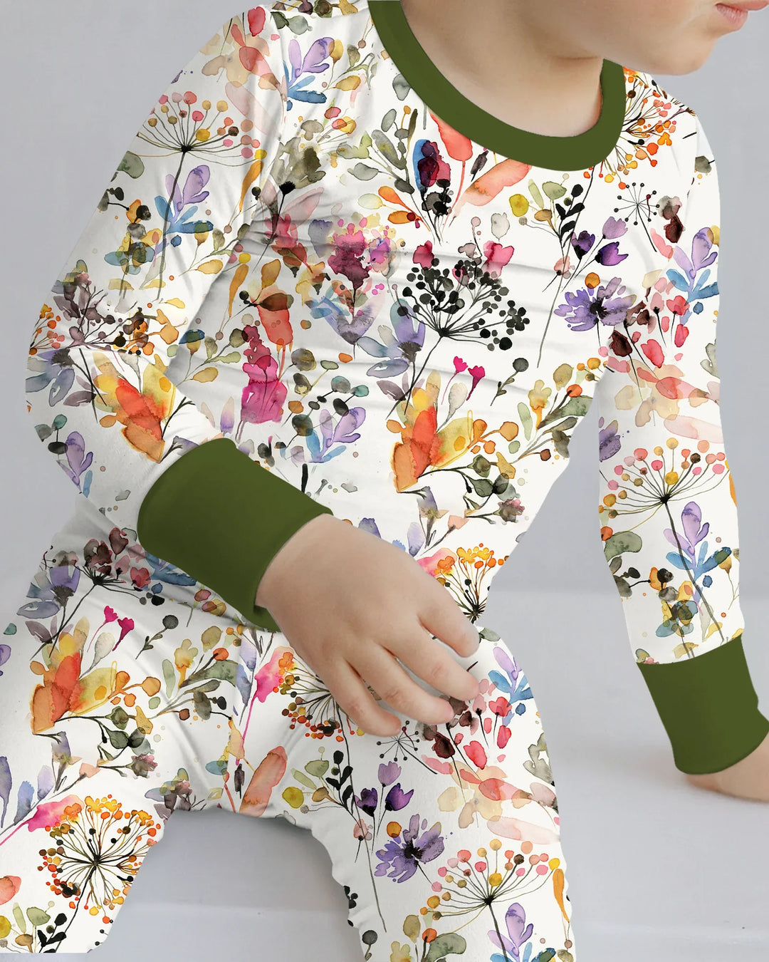 Conjunto de pijama de dos piezas de manga larga de bambú Autumn Meadow Botanicals