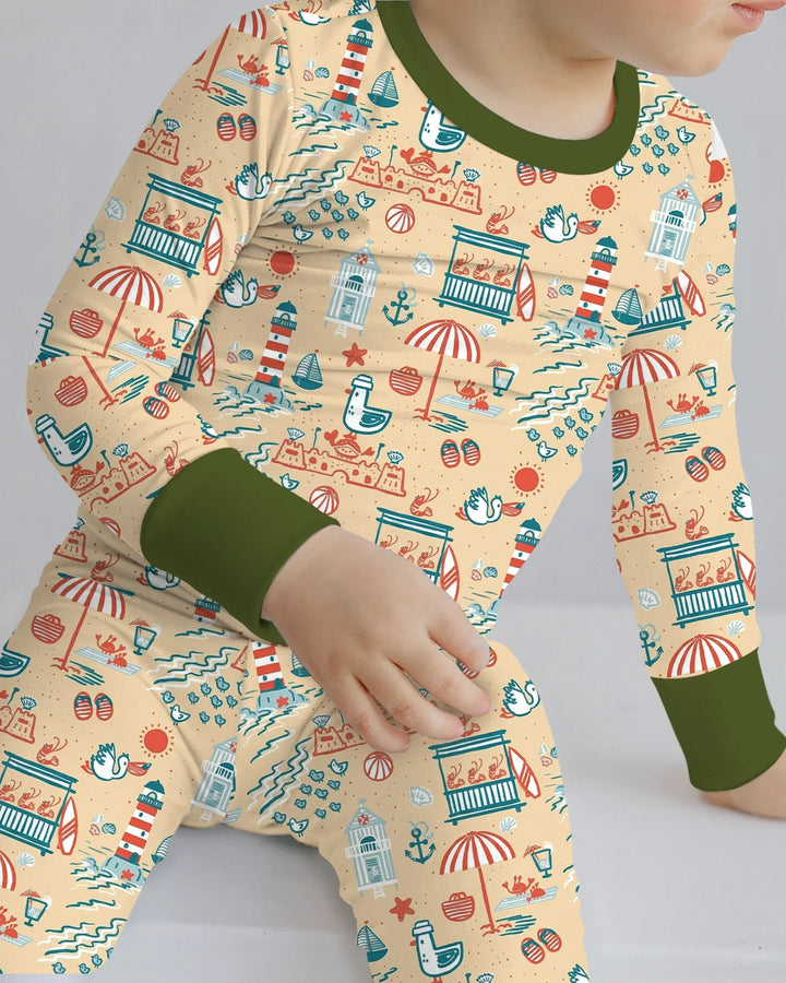 Seaside Storybook Days Bamboo Two Piece Long Sleeve Pajama Set