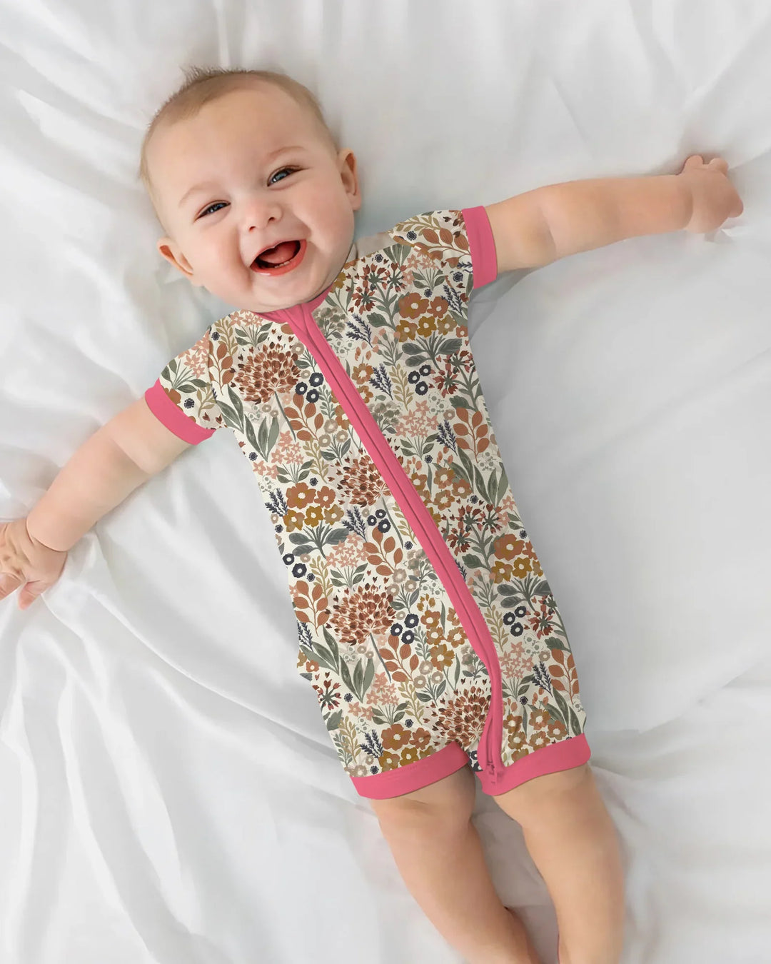 Autumn Meadow Botanicals Pijama corto de bambú con cremallera