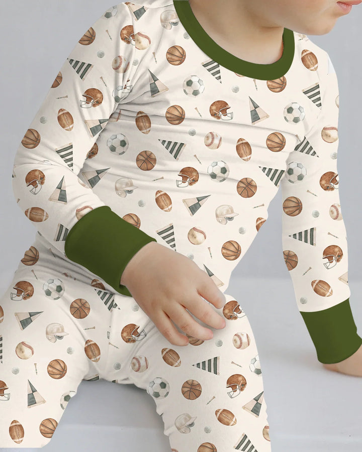 Little League Bamboo Two Piece Long Sleeve Pajama Set