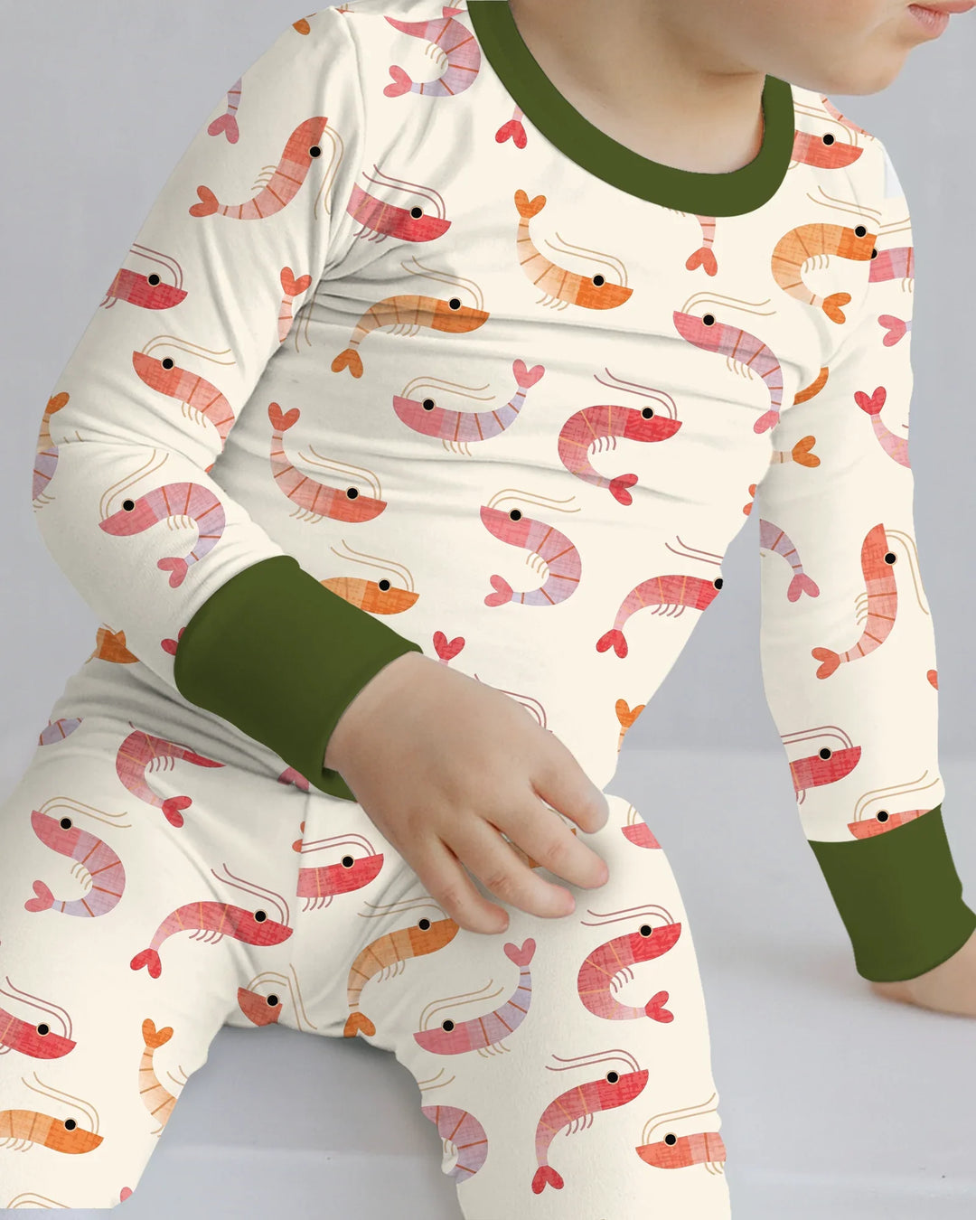 Sweet Shrimp Parade  Bamboo Two Piece Long Sleeve Pajama Set