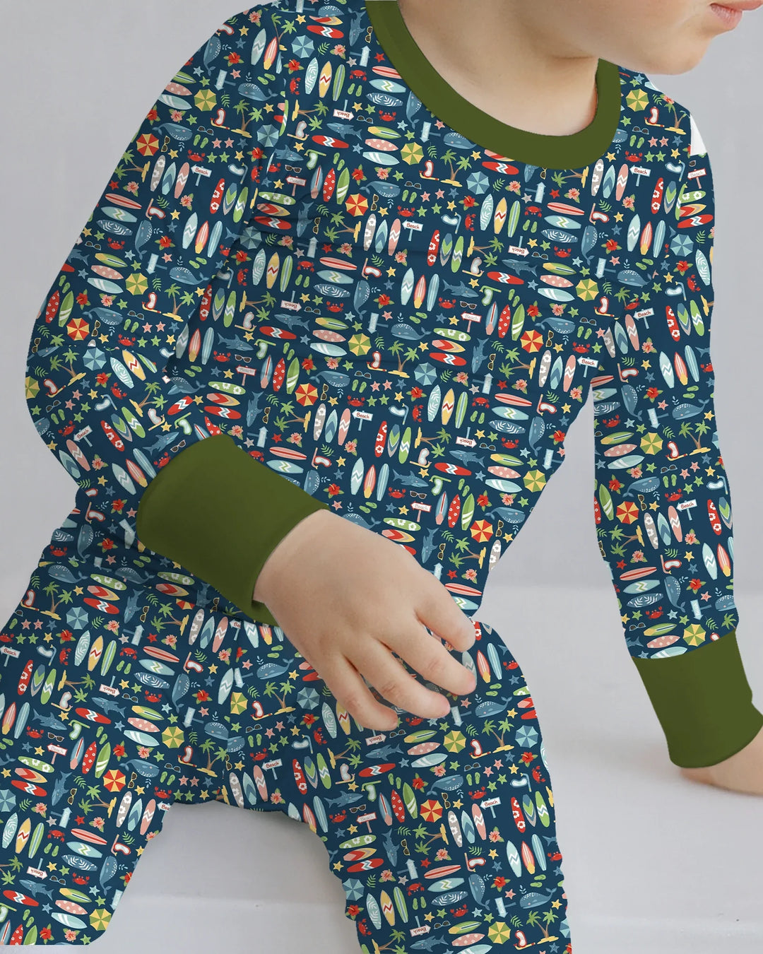 Endless Summer Surf Bamboo Two Piece Long Sleeve Pajama Set