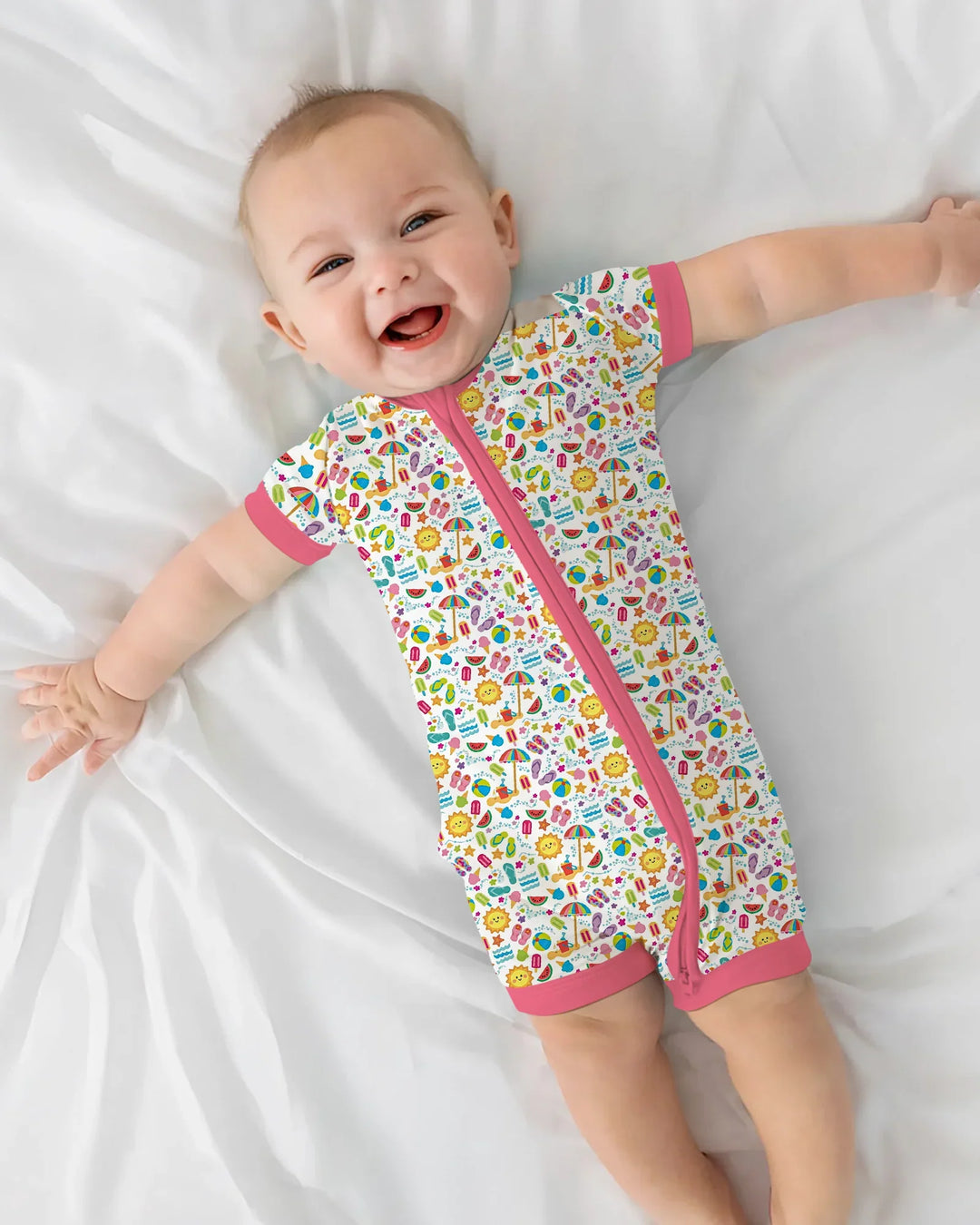 Pijama corto de bambú con cremallera Sunshine Splash Party