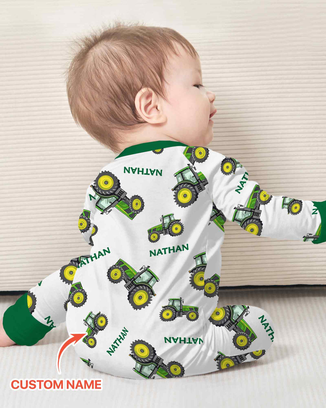 Custom Name Green Tractors Matching Daddy & Me Bamboo Convertible Zippy
