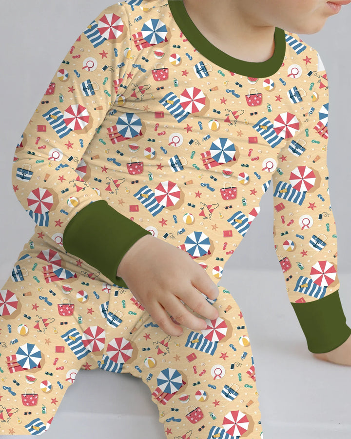 Sunny Beach Day Essentials Bamboo Two Piece Long Sleeve Pajama Set