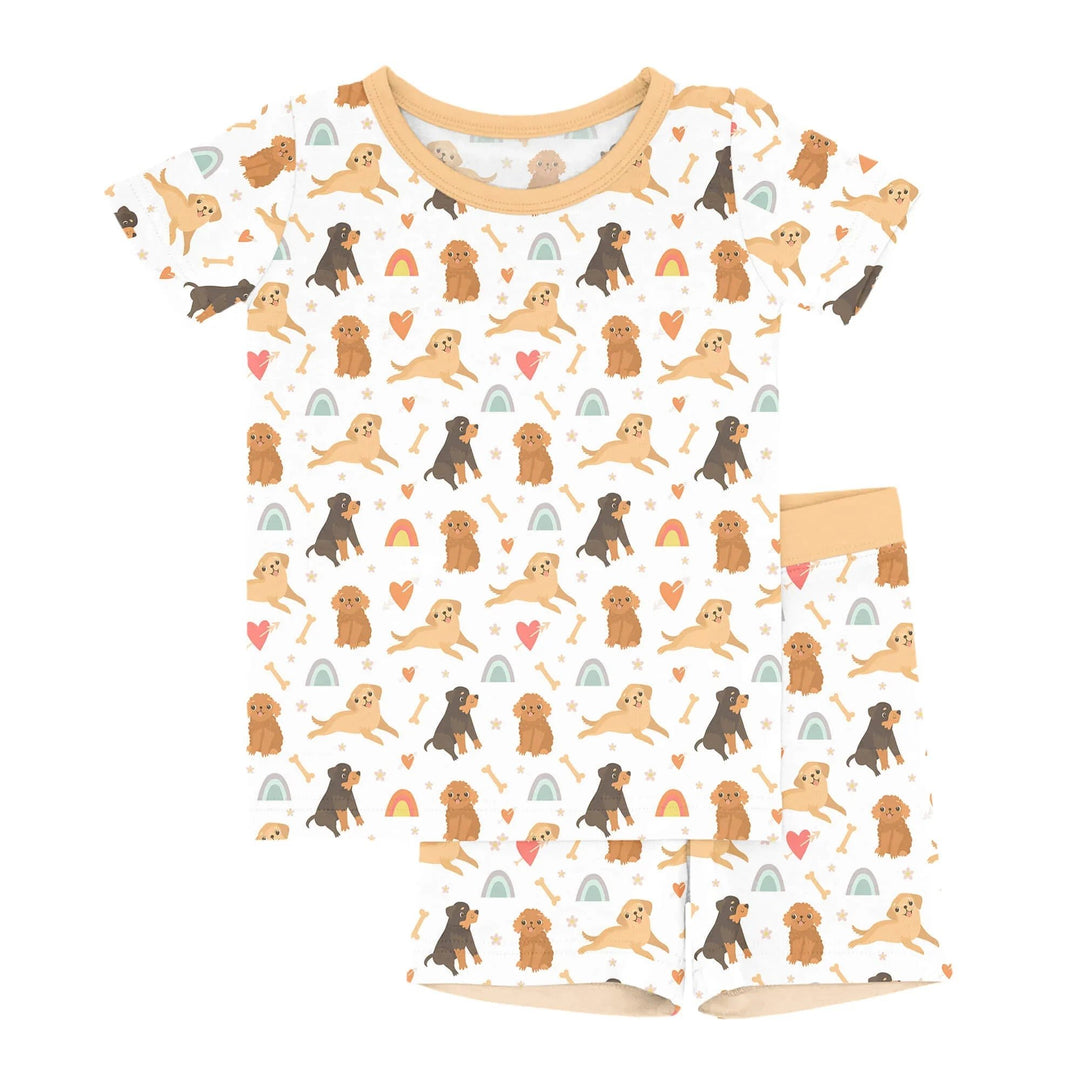 Brown Dogs Two Piece Short Sleeve Shorts Pajama Set - Zumbamboo
