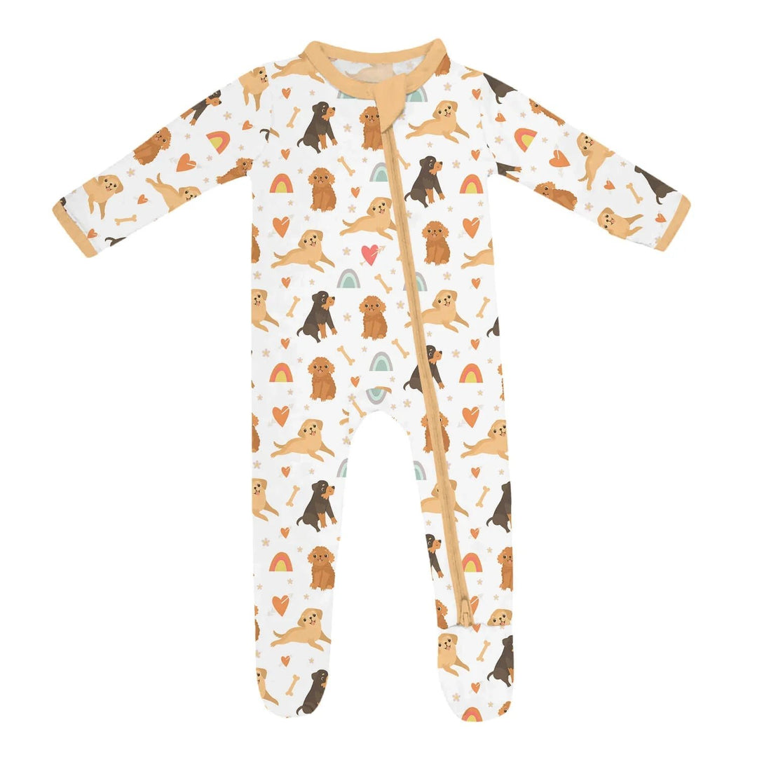 Brown Dogs Zippered Footie Romper - Zumbamboo