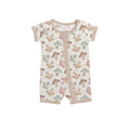 Brown Mushrooms Shorty Zippered Romper , Brown Mushrooms Shorty Zippered Romper - 0-3M
