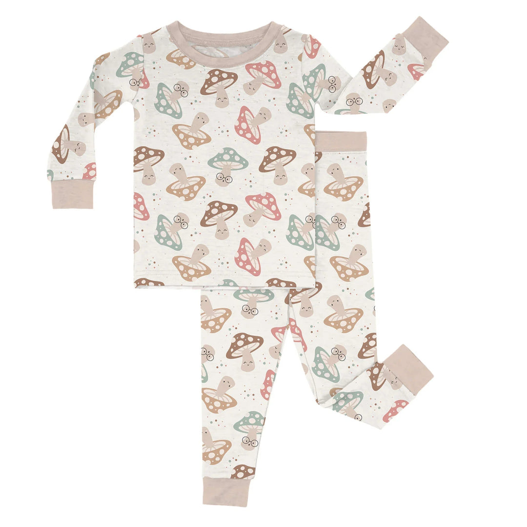 Brown Mushrooms Two Piece Pajama Set - Zumbamboo