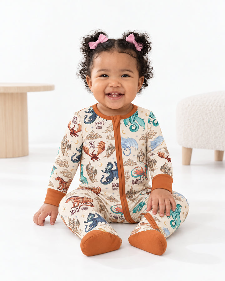 Elemental Dragons Bamboo Zippered Footie Romper